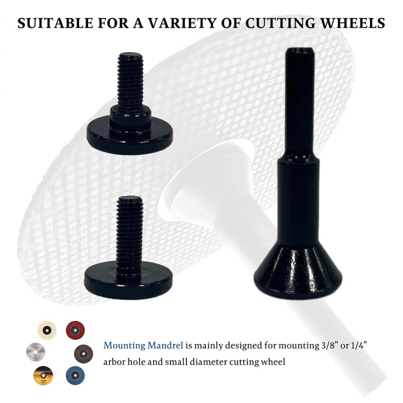 Banmo Abrasive عمود تثبيت لعجلات القطع مع ثقب عمود 3/8 بوصة، ساق 1/4 بوصة، عمود تثبيت 3/8 بوصة و 1/4 بوصة لعجلة الطحن/ملحق الحفر 2 عبوة - Image 4